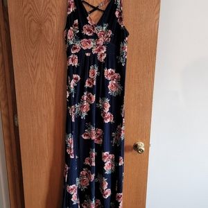 Dark blue floral maxi dress